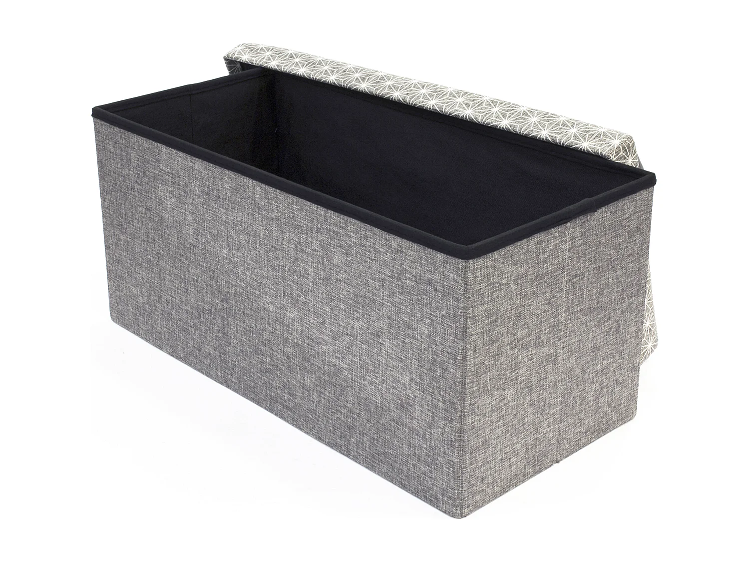 Coffre Banc Pliable Gris Motif Blanc Gris