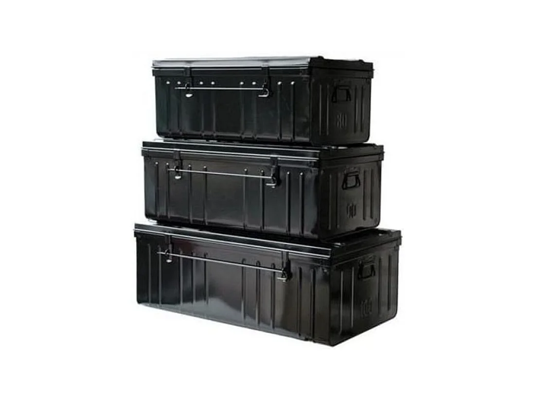 Malles de rangement métal noir Terra - Lot de 3