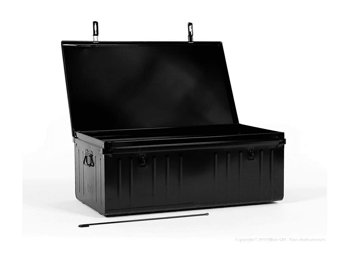 Lot de 3 malle de rangement en métal Habitat - Capacité 95 - 130 - 175 litre-Noir