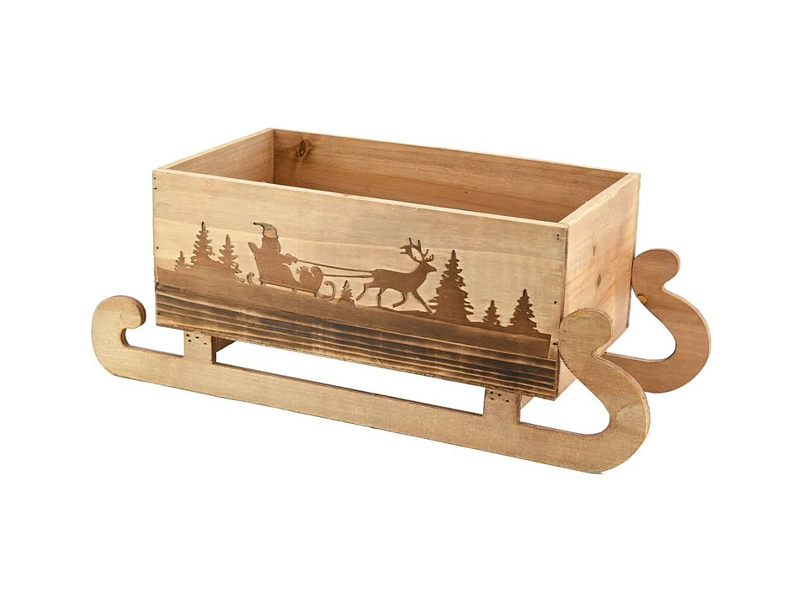 Luge en bois avec décor de Noël