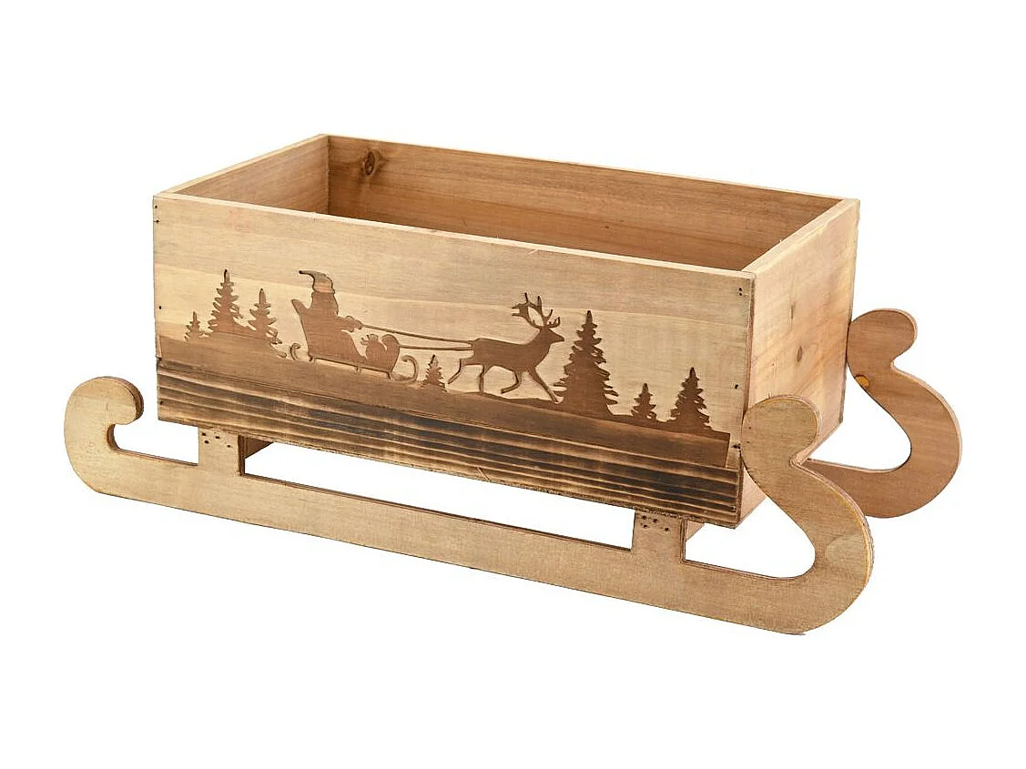 Luge en bois avec décor de Noël