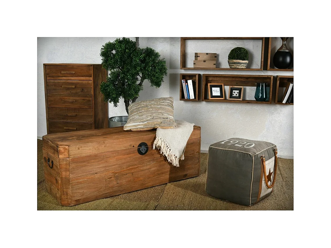 Coffre en pin et métal REWOOD Rectangle