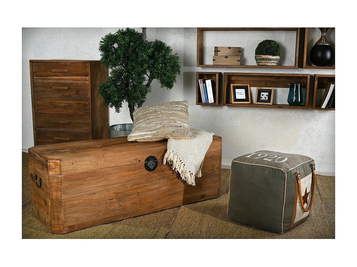 Coffre en pin et métal Rewood Rectangle