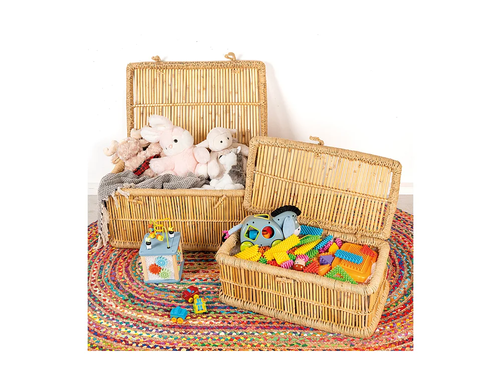 Malles en roseau naturel (Lot de 2)