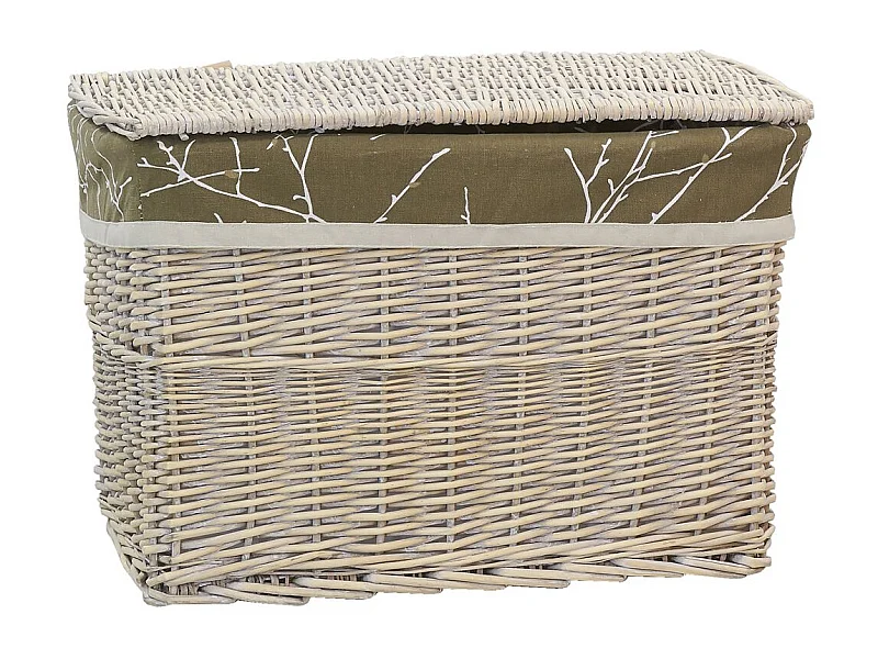 Malle en osier et doublure florale