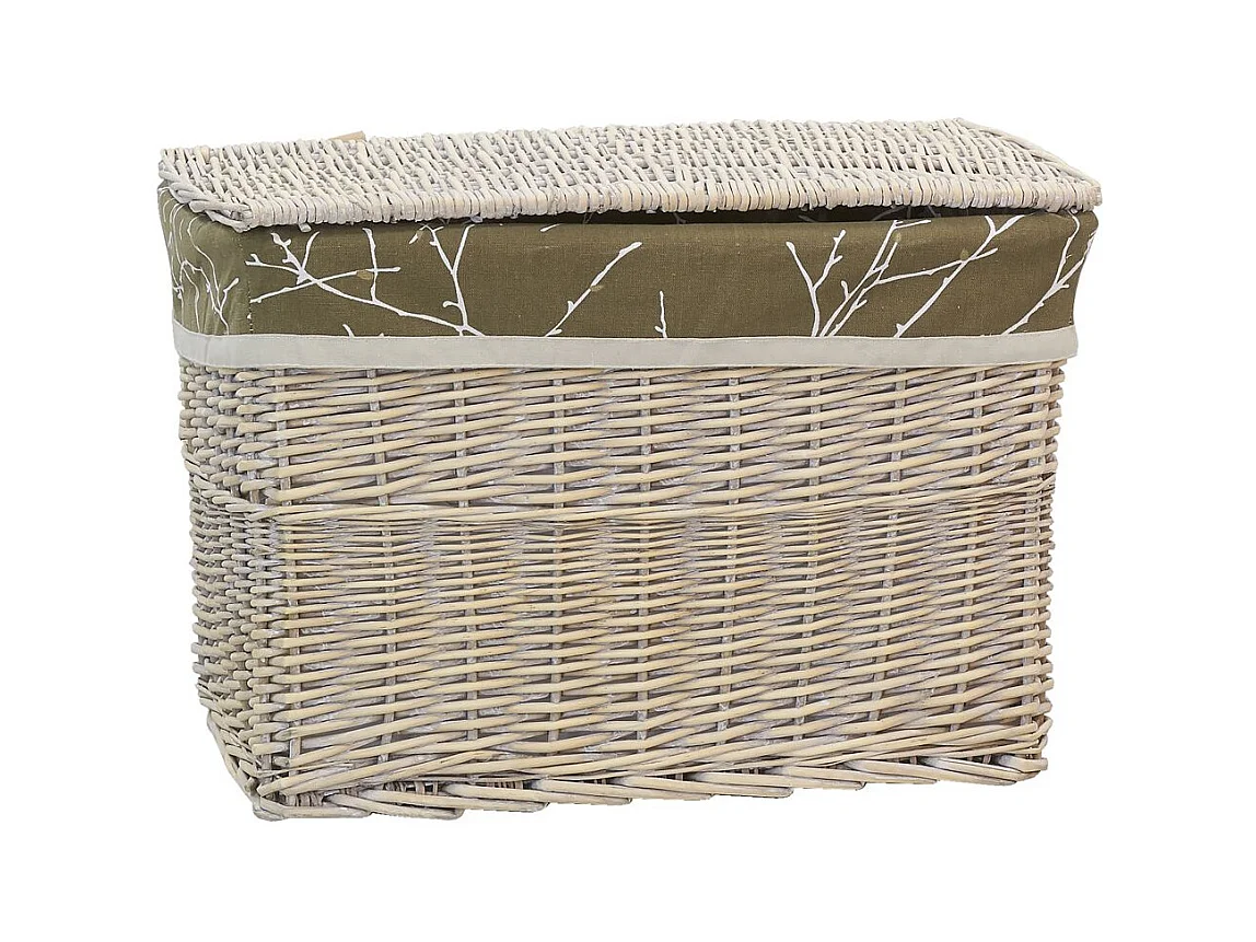 Malle en osier et doublure florale