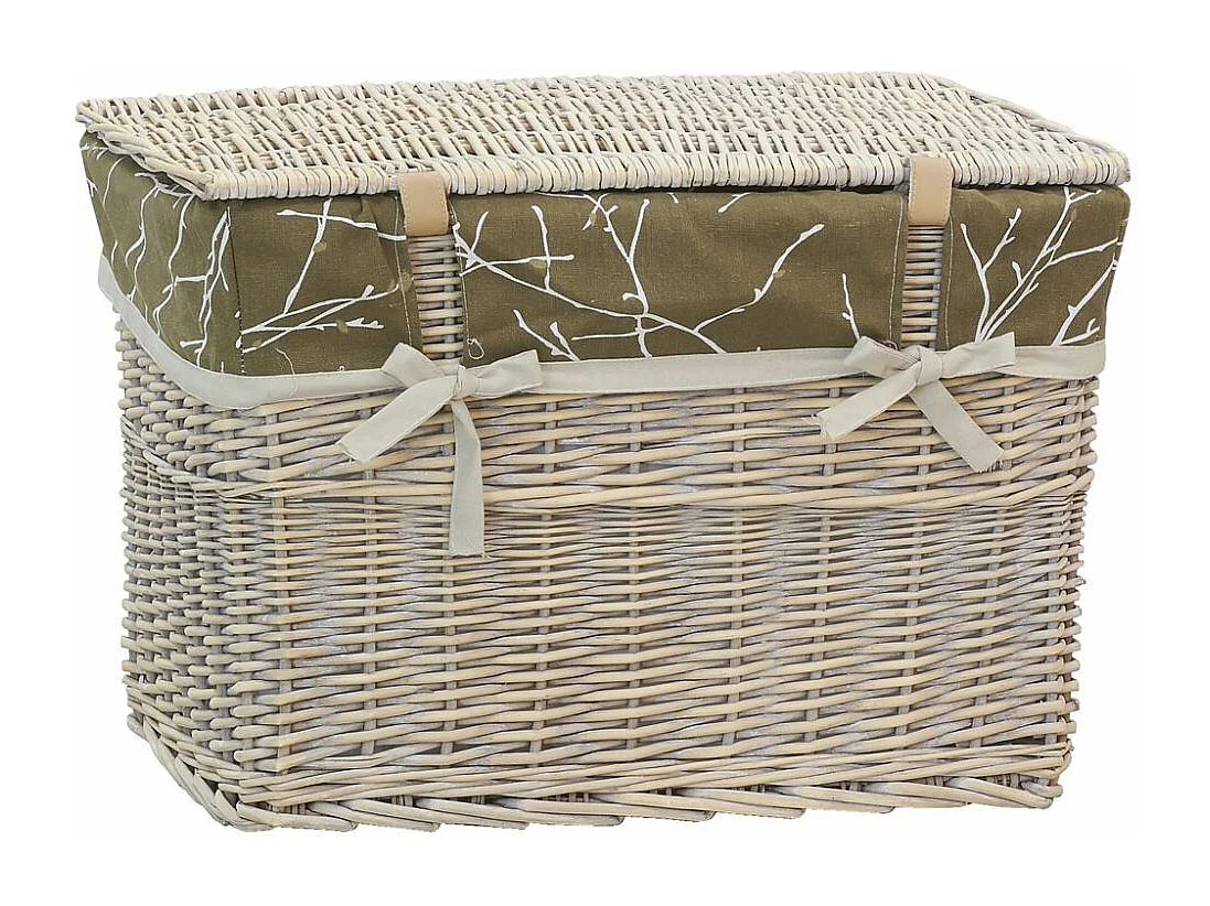 Malle en osier et doublure florale