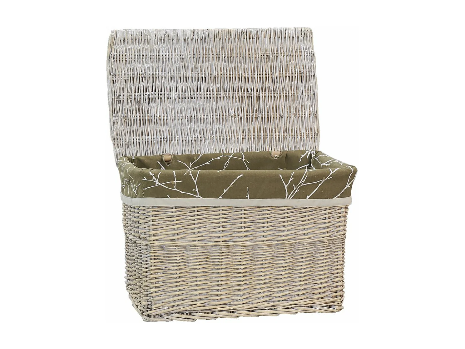 Malle en osier et doublure florale