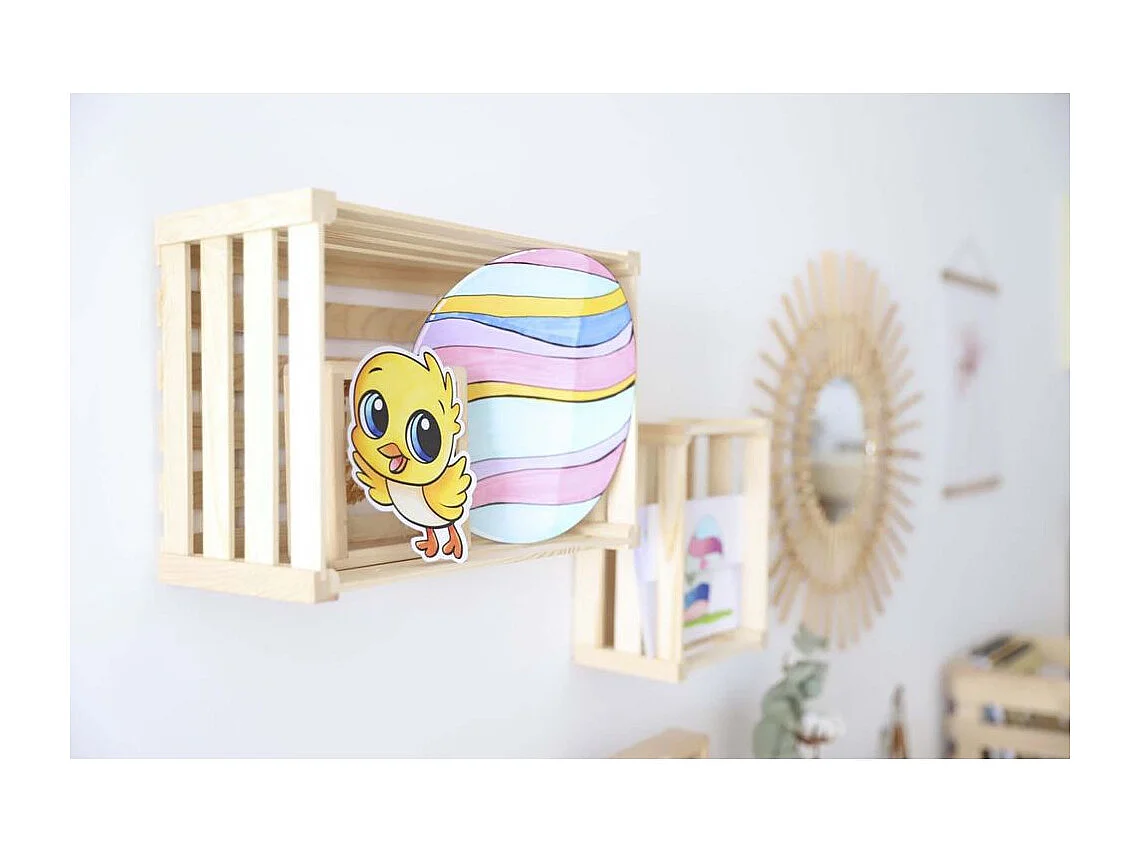 Caisse de rangement en pin brut (Lot de 3)