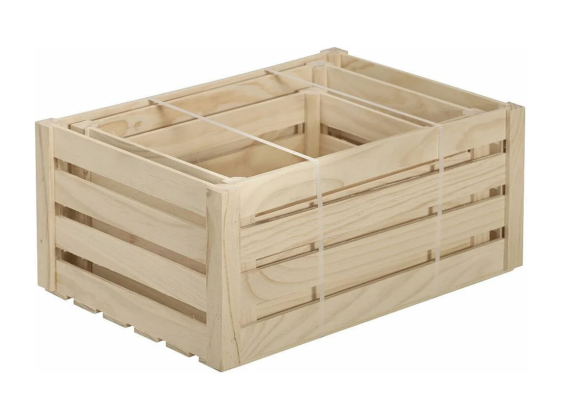 Caisse de rangement en pin brut (Lot de 3)