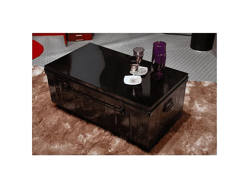 Malle de rangement métal noir Terra L100xH39xP55