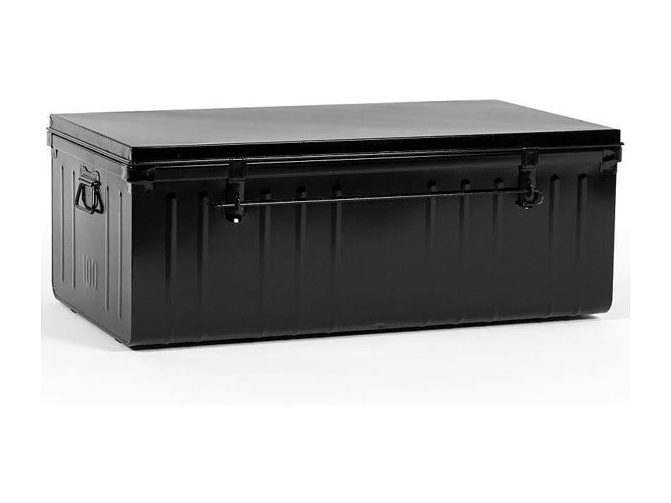 Malle de rangement en métal Habitat L100xH39xP55 - Capacité 175 litres-Noir