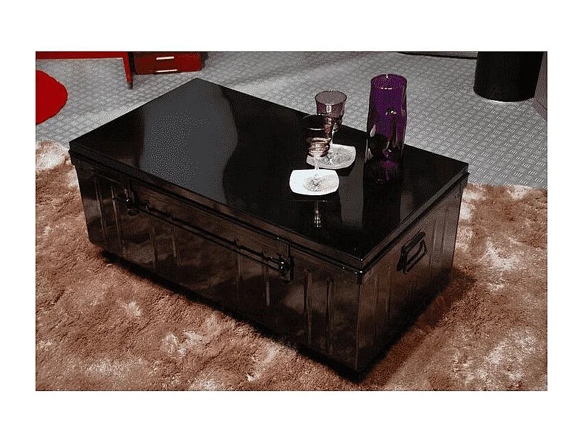 Malle de rangement en métal Habitat L100xH39xP55 - Capacité 175 litres-Noir