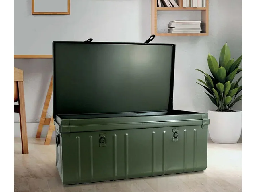 Malle de rangement en métal Habitat L100xH39xP55 - Capacité 175 litres-Noir