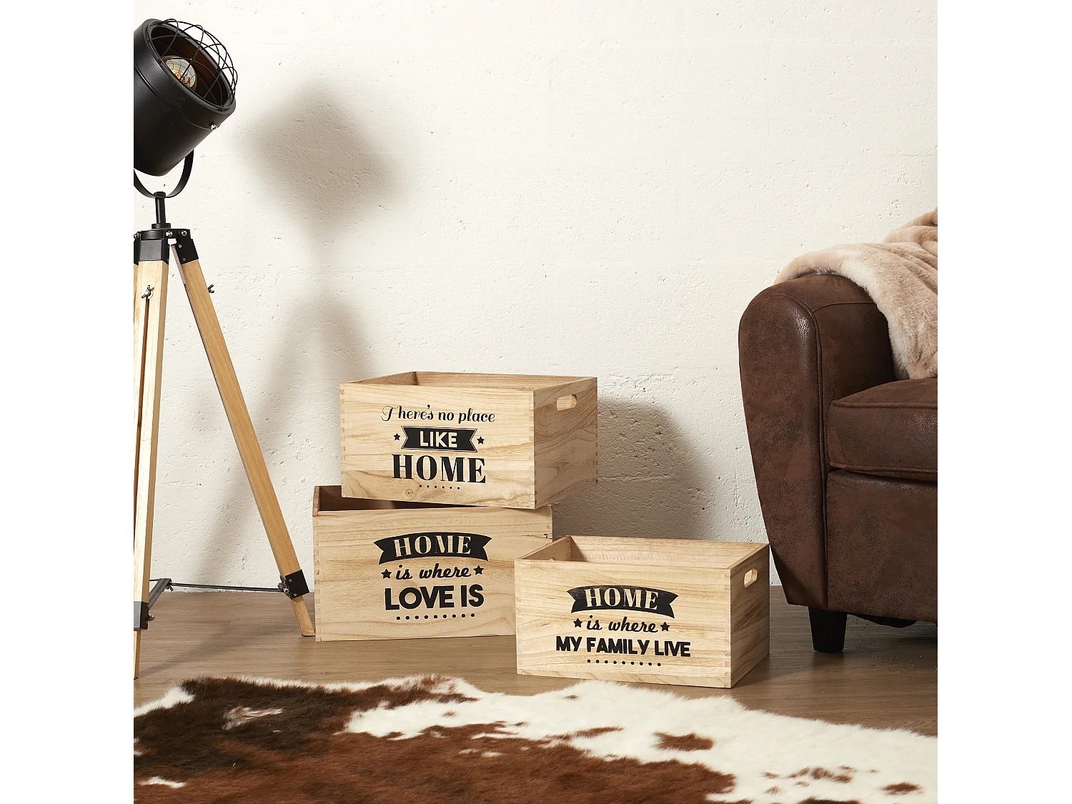 Cagette Lot De 3 Beige, Noir