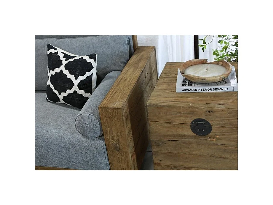 Coffre carré en pin et métal REWOOD Carré