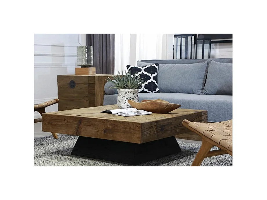 Coffre carré en pin et métal REWOOD Carré