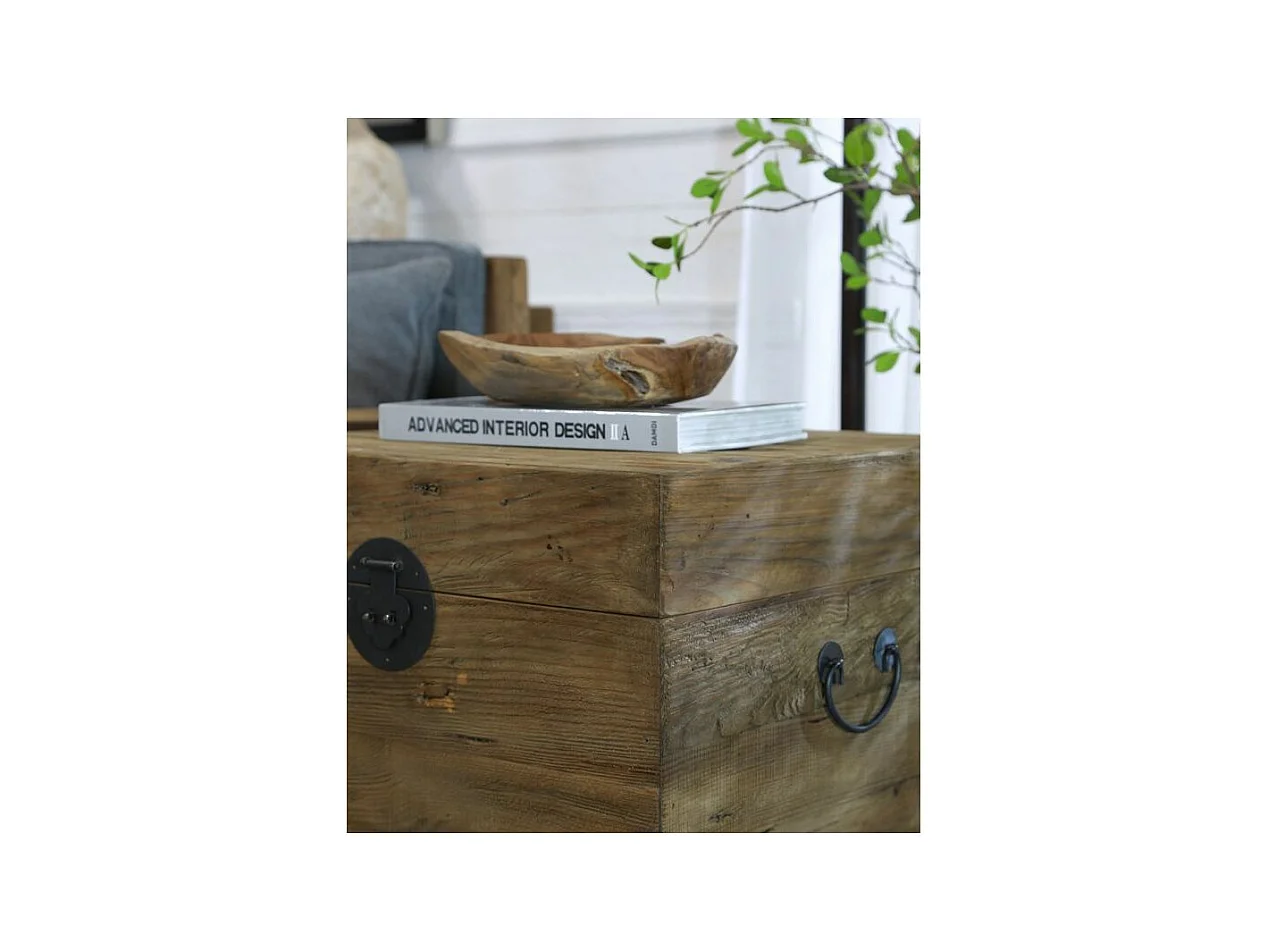 Coffre carré en pin et métal REWOOD Carré