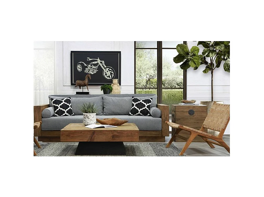 Coffre carré en pin et métal REWOOD Carré