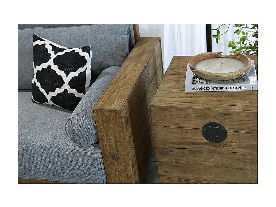 Coffre carré en pin et métal Rewood Carré