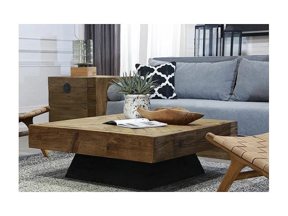 Coffre carré en pin et métal Rewood Carré