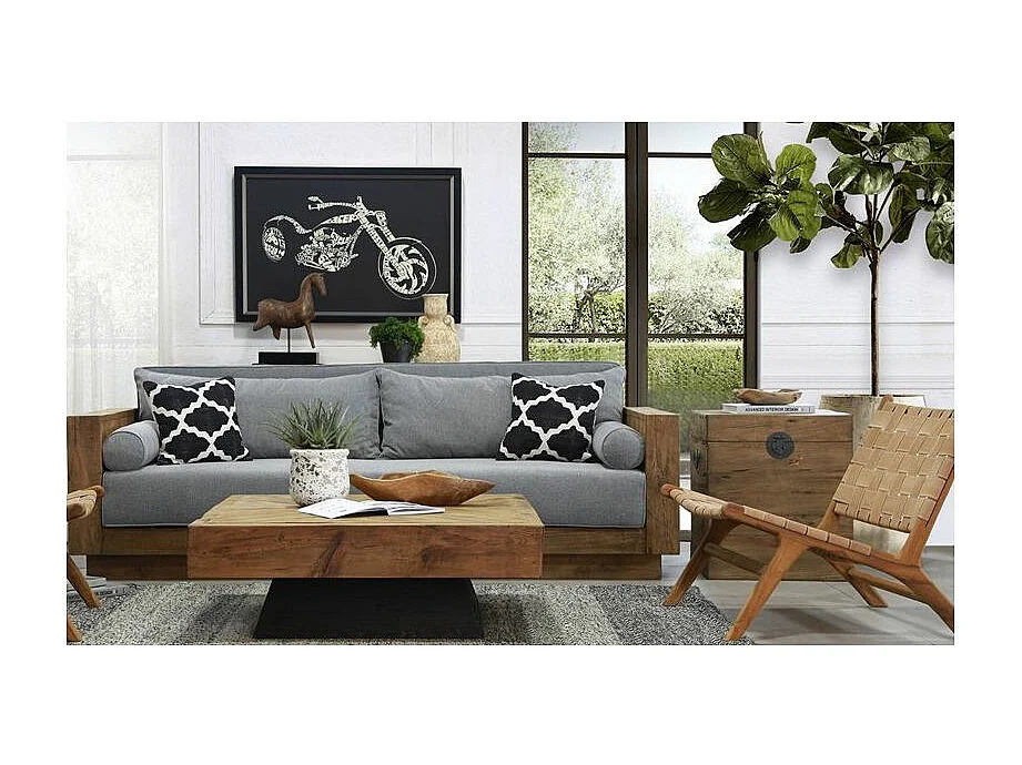 Coffre carré en pin et métal Rewood Carré