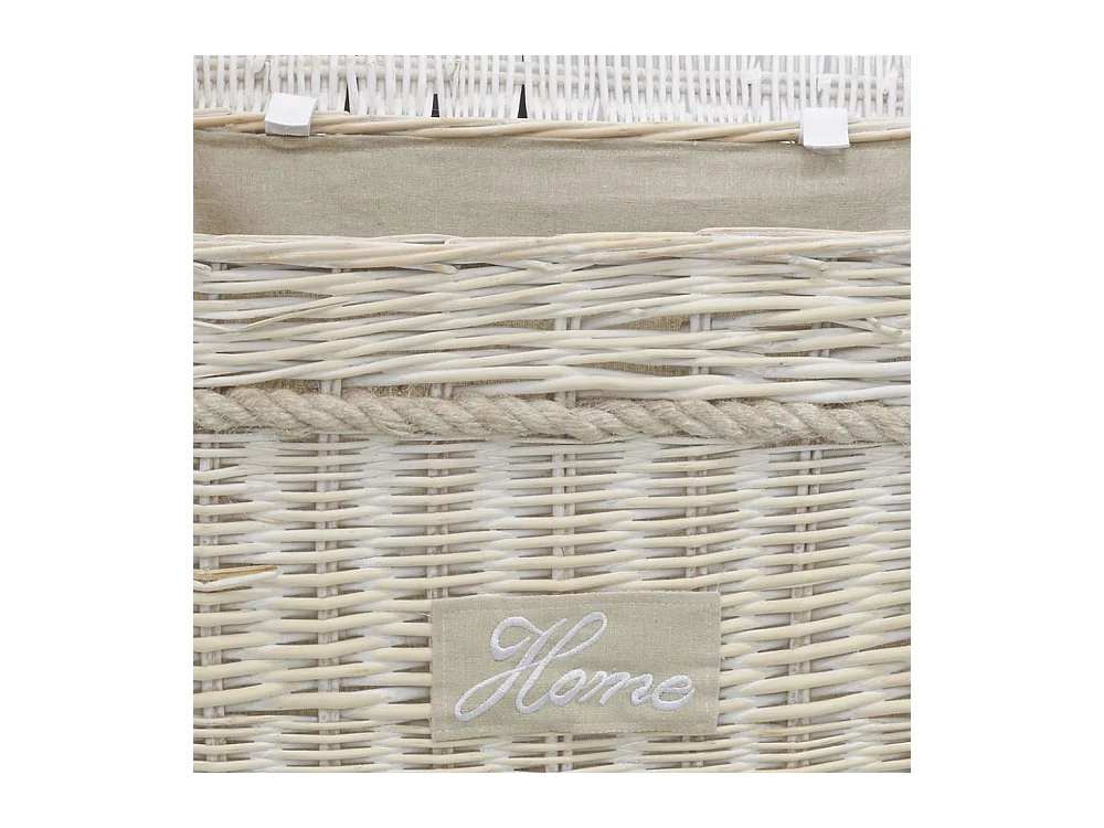 Malle carrée en osier blanchi (Lot de 2)