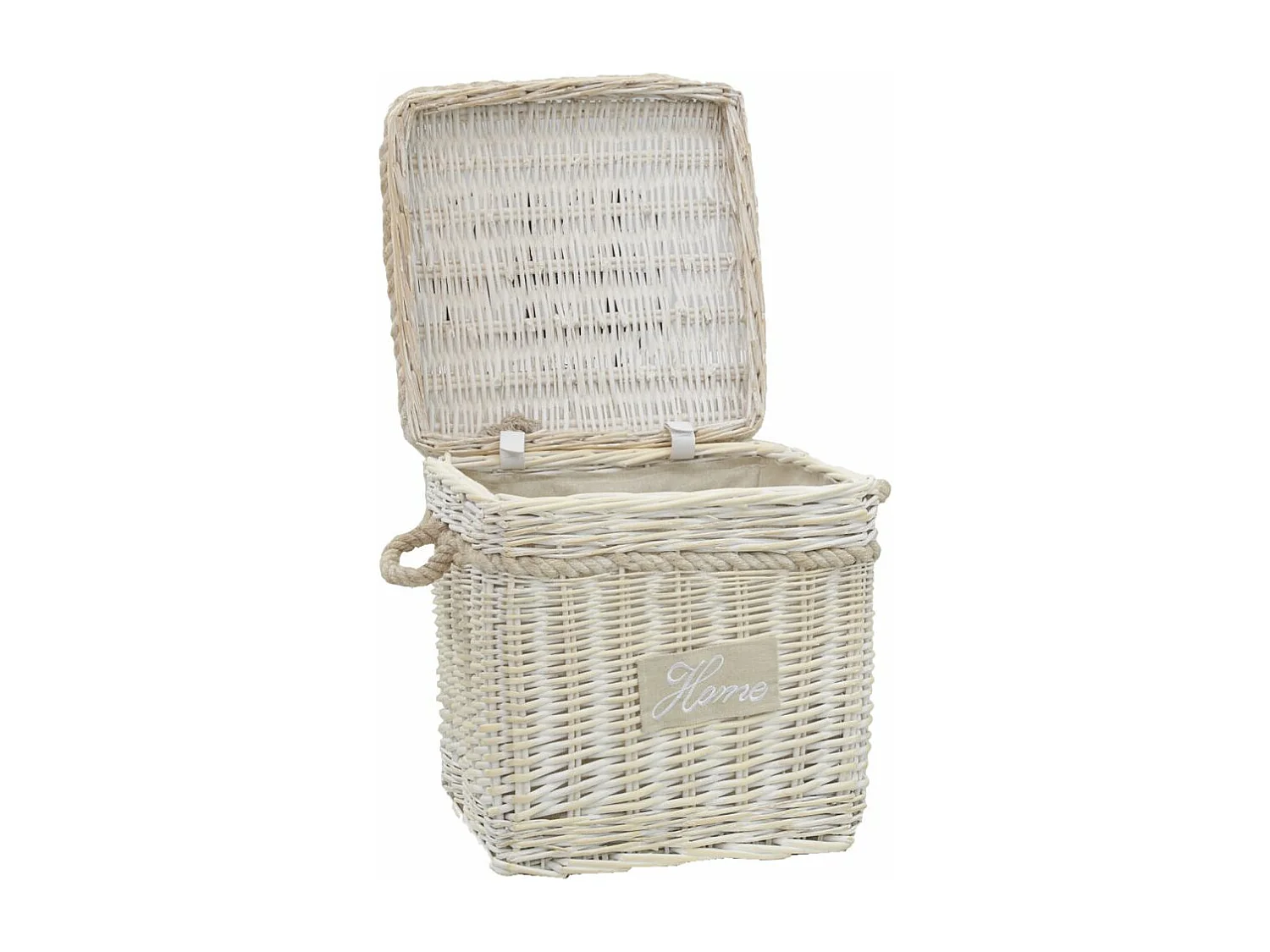 Malle carrée en osier blanchi (Lot de 2)