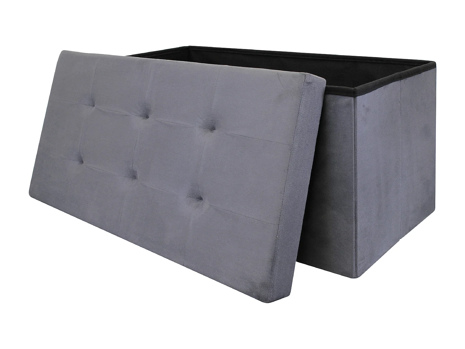 Coffre Banc Pliable Suedine Gris Fonce Gris