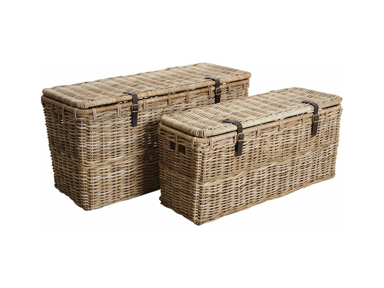 Coffres bouts de lit en poelet gris (Lot de 2)