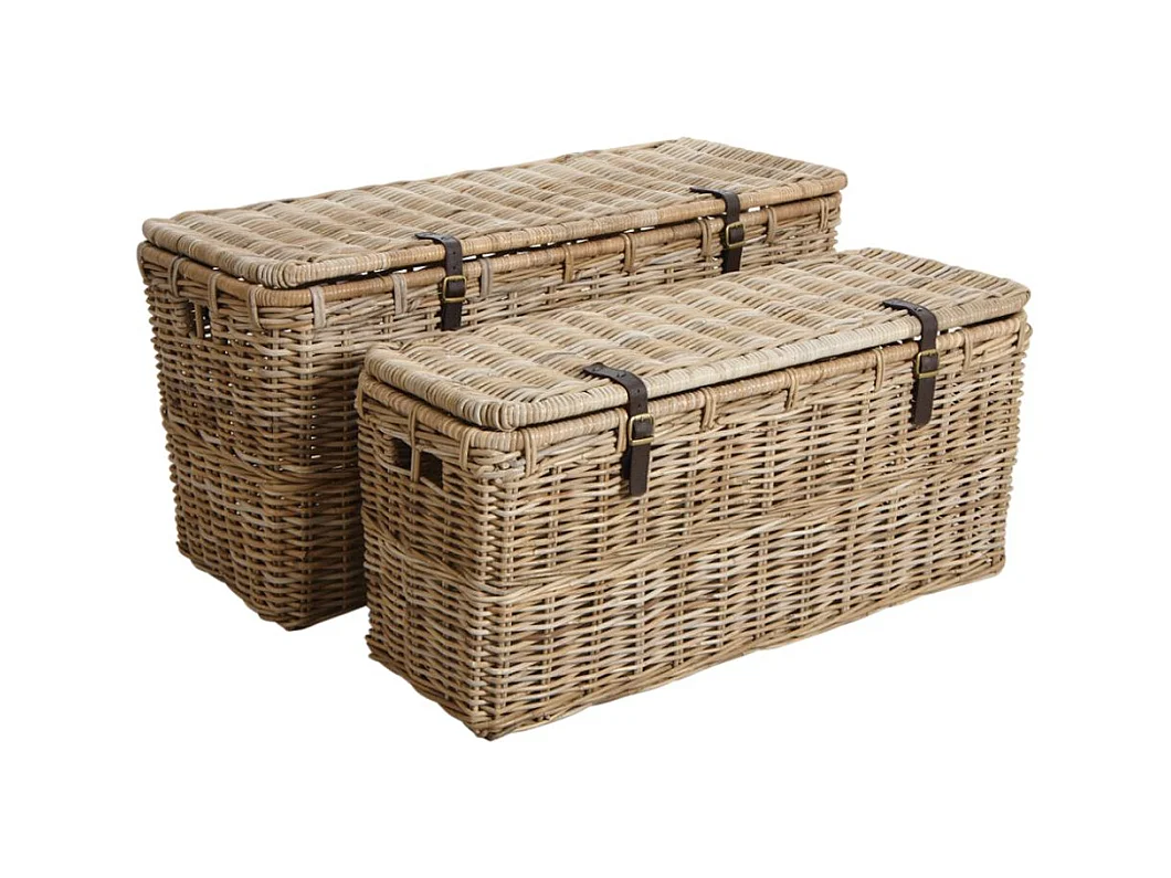 Coffres bouts de lit en poelet gris (Lot de 2)