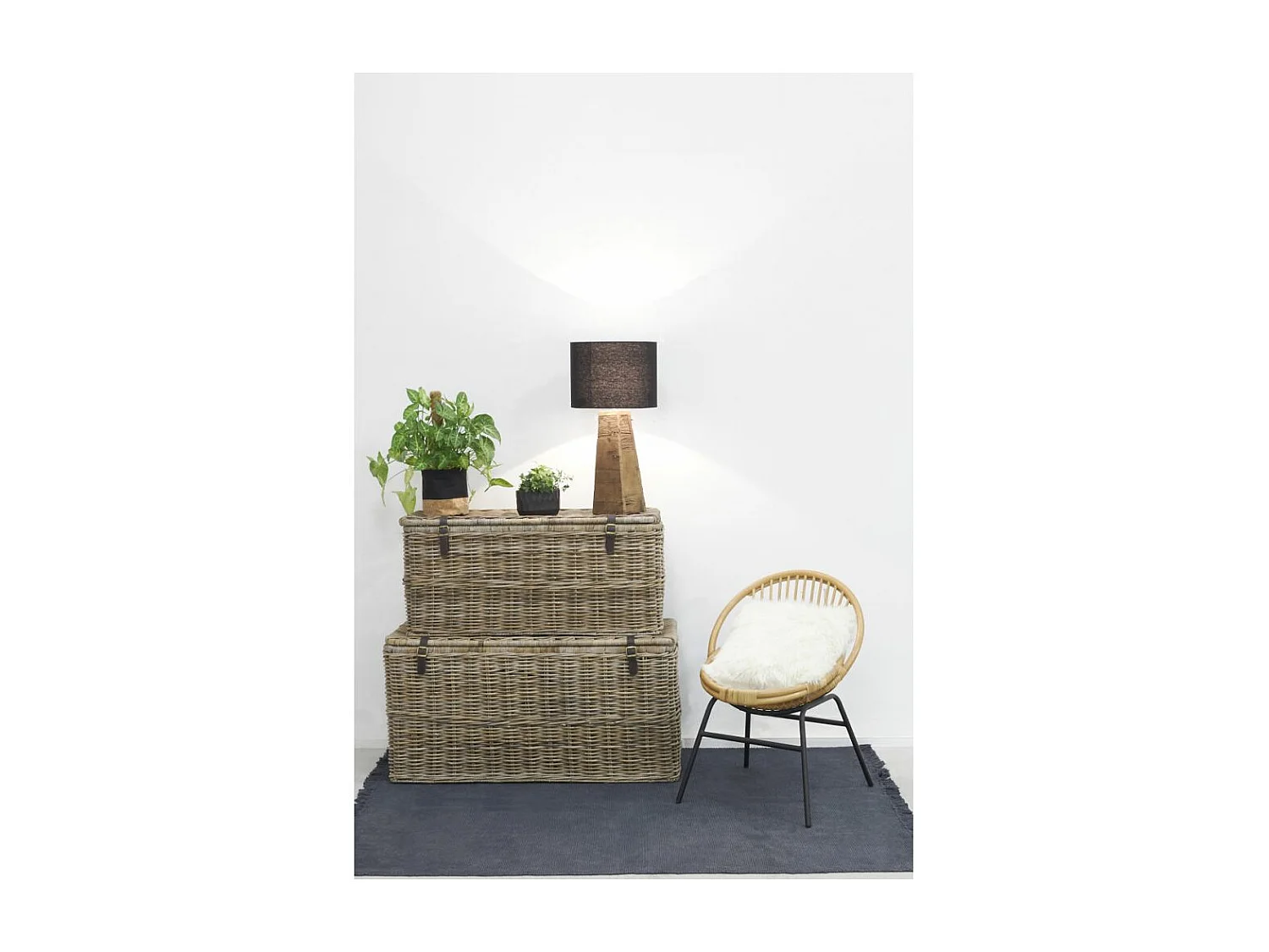 Coffres bouts de lit en poelet gris (Lot de 2)