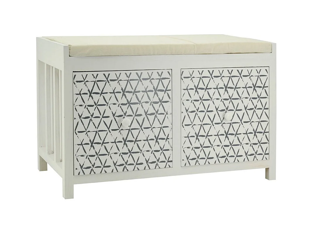 Banc en paulownia laqué blanc avec tiroirs Graphic