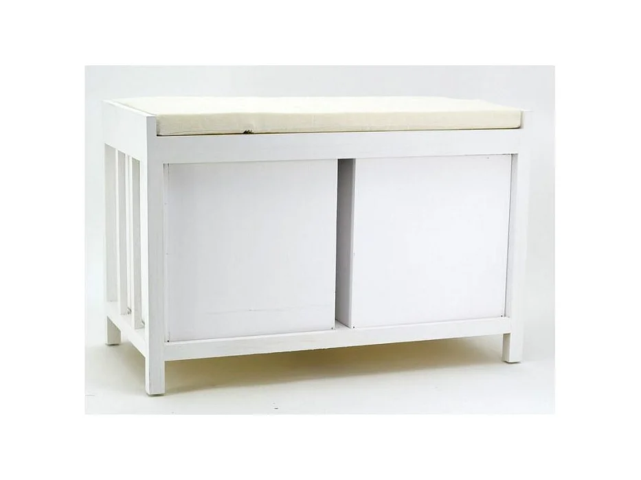 Banc en paulownia laqué blanc avec tiroirs Graphic