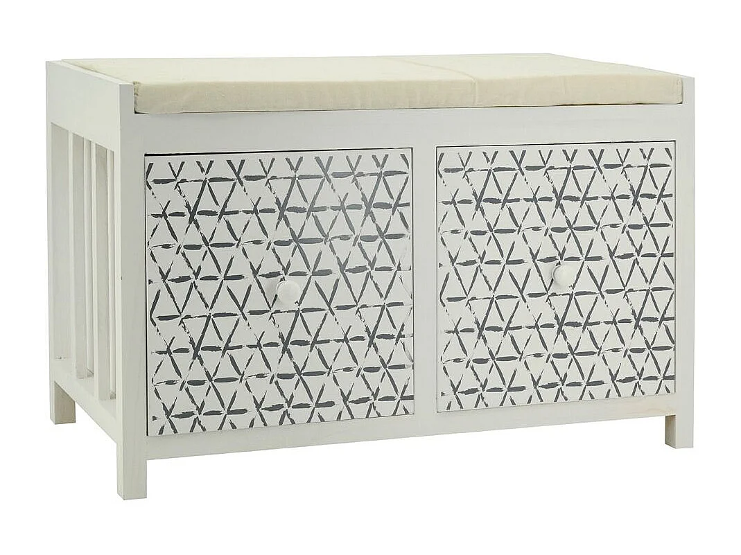 Banc en paulownia laqué blanc avec tiroirs Graphic