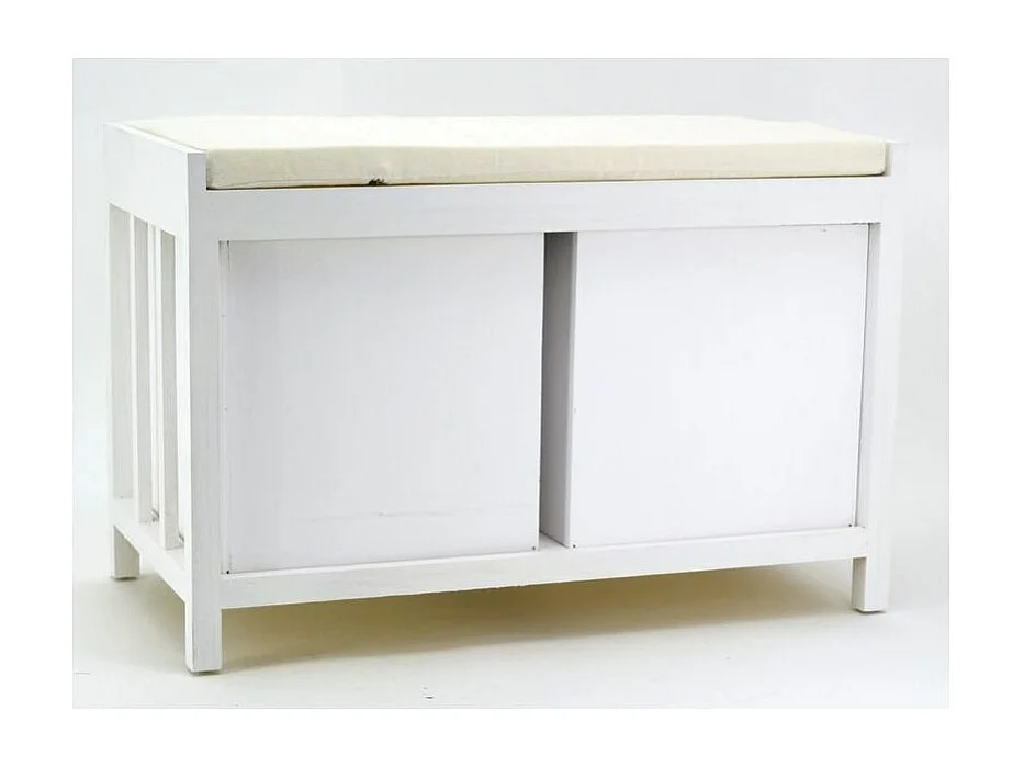 Banc en paulownia laqué blanc avec tiroirs Graphic