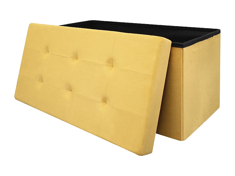 Coffre Banc Pliable Suedine Jaune Jaune