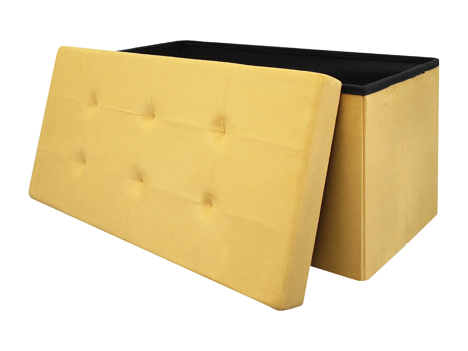 Coffre Banc Pliable Suedine Jaune Jaune