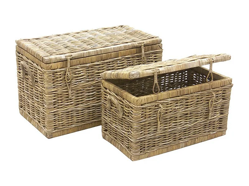 Malles en poelet gris (Lot de 2)