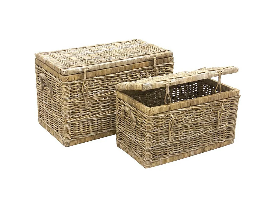 Malles en poelet gris (Lot de 2)