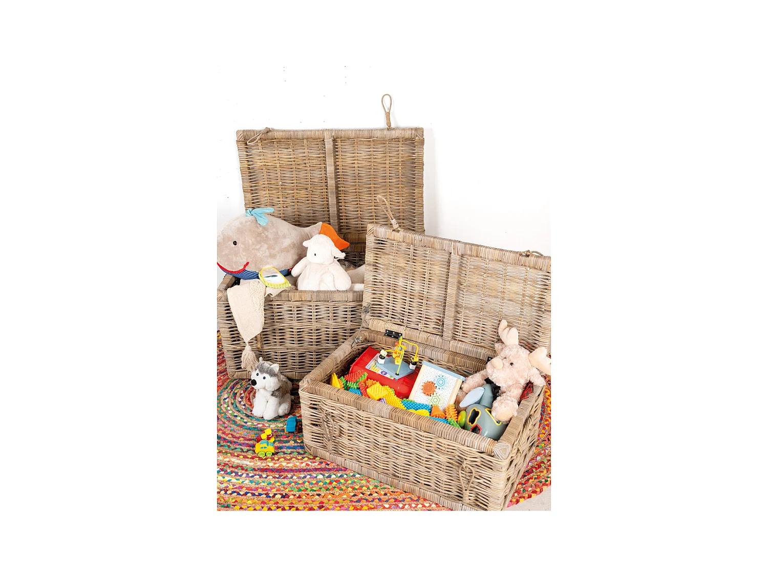 Malles en poelet gris (Lot de 2)