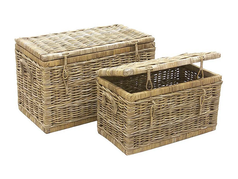 Malles en poelet gris (Lot de 2)