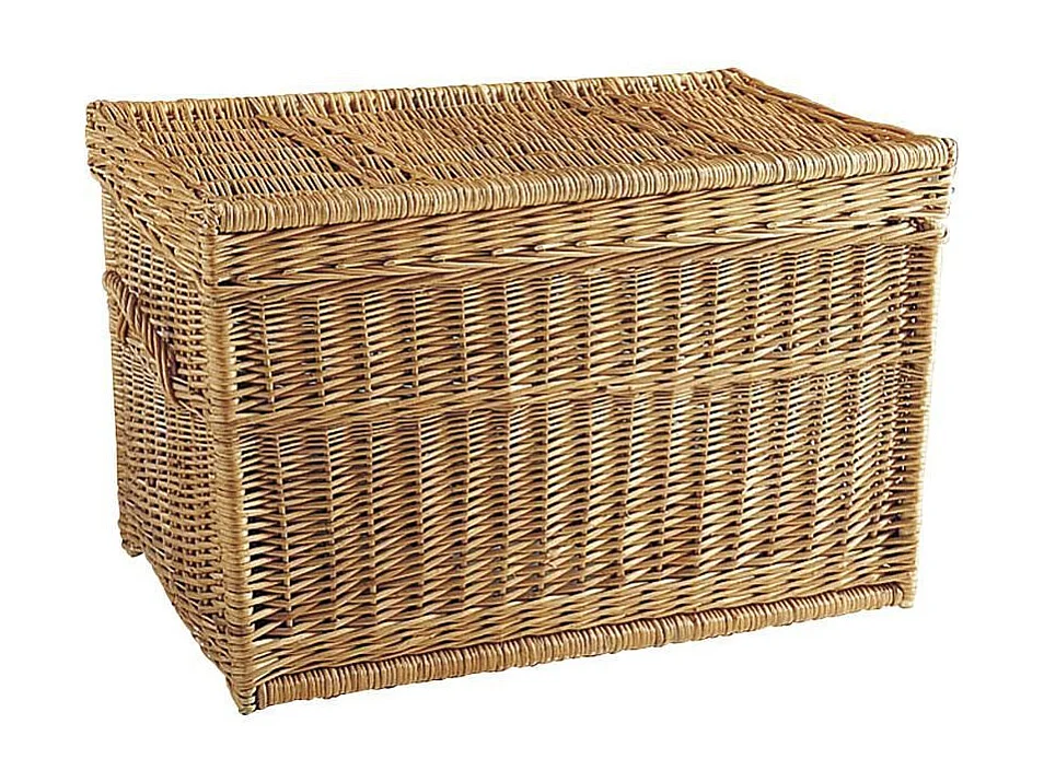 Malle de rangement en osier buff 80 x 45 x 45 cm