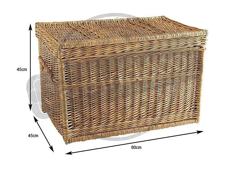 Malle de rangement en osier buff 80 x 45 x 45 cm