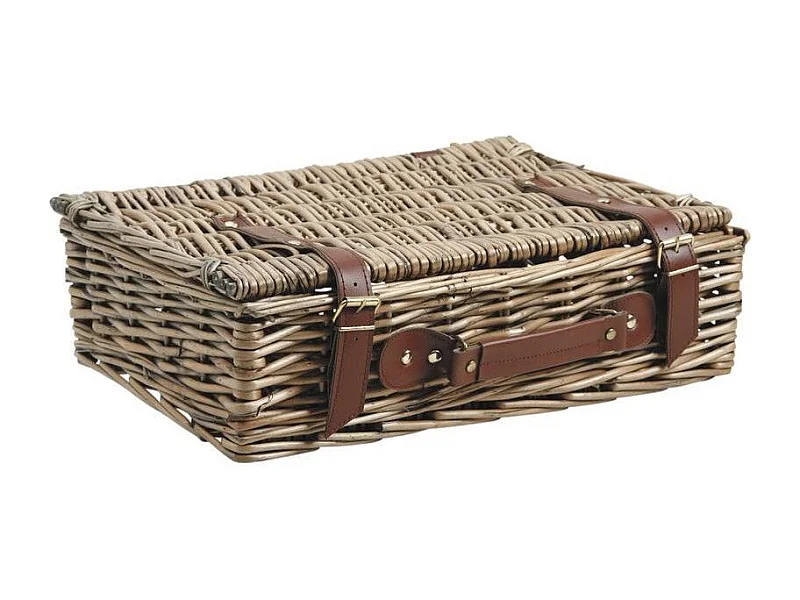 Valise de rangement en osier vieilli 1