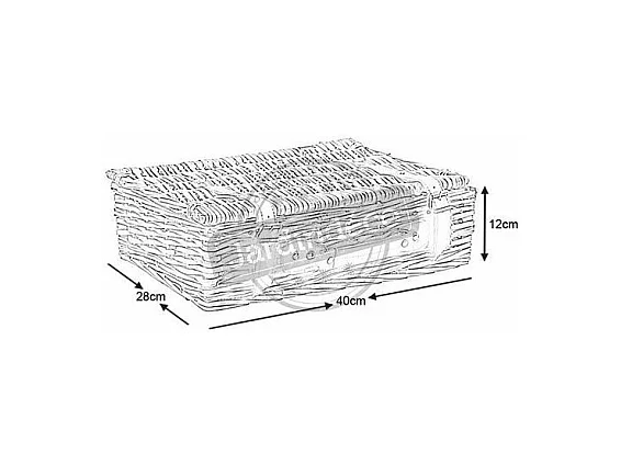 Valise de rangement en osier vieilli 1