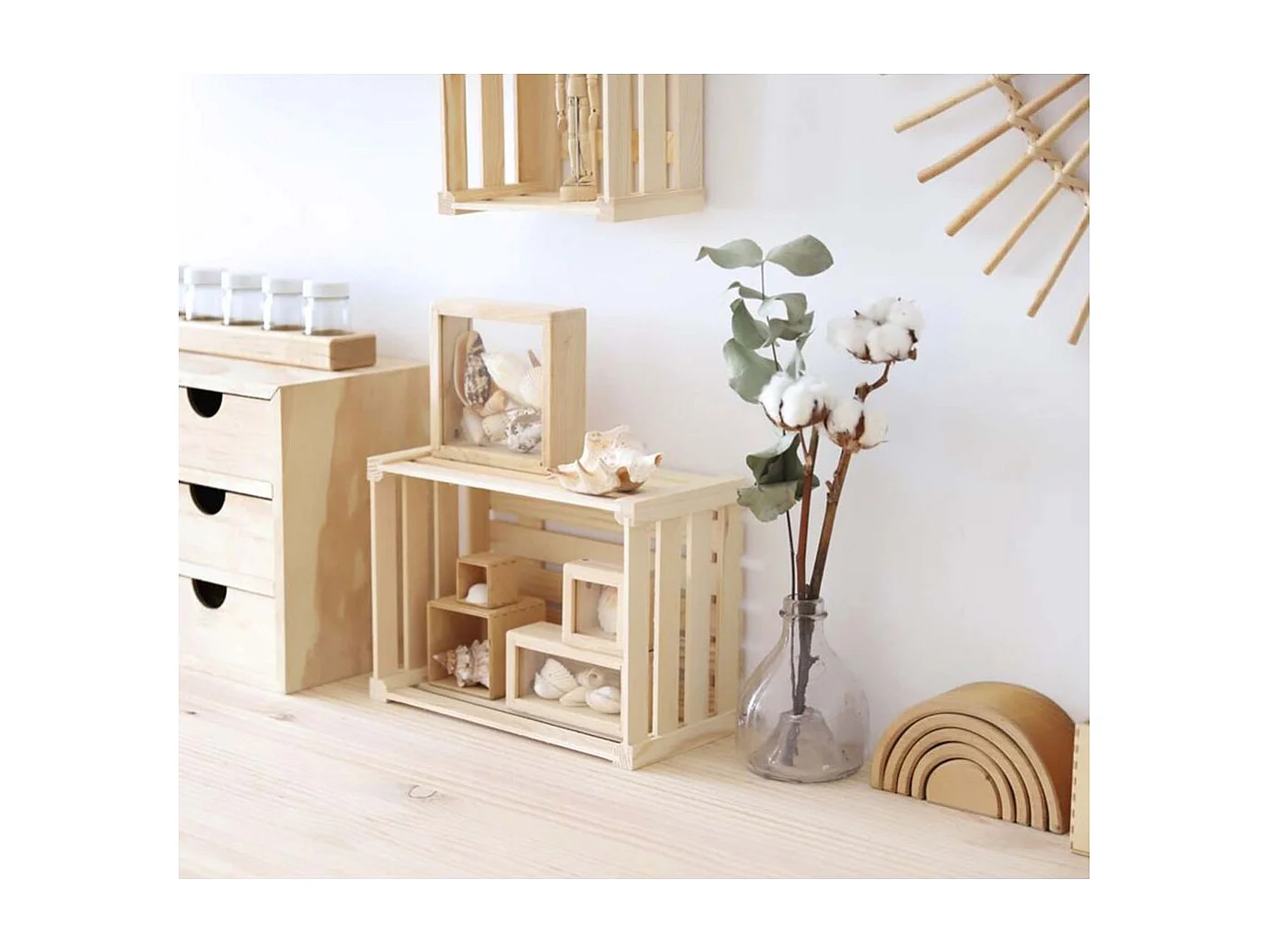 Caisse de rangement en pin massif Home box Moyenne