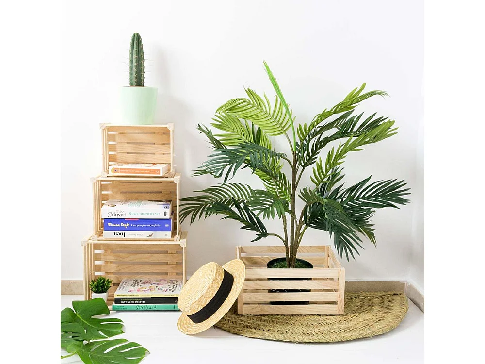 Caisse de rangement en pin massif Home box Moyenne