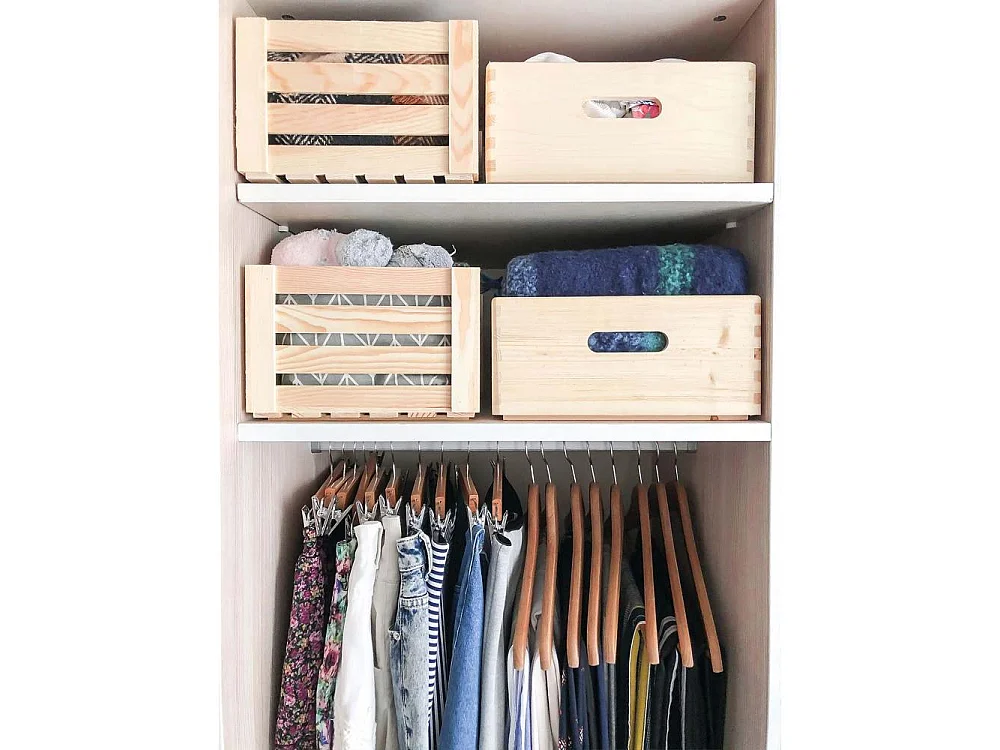 Caisse de rangement en pin massif Home box Moyenne