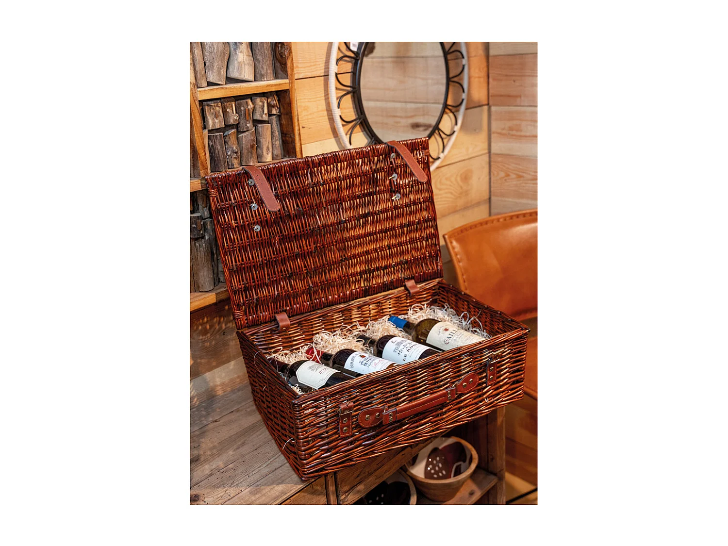 Valise en osier clair